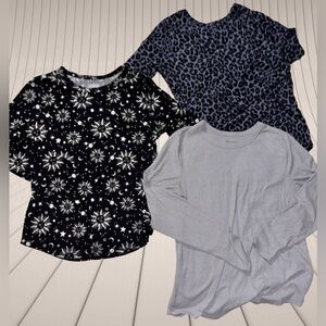 Celestial, Blue Leopard Print & Grey Long Sleeve Tees: Juniors Size XXL (19)